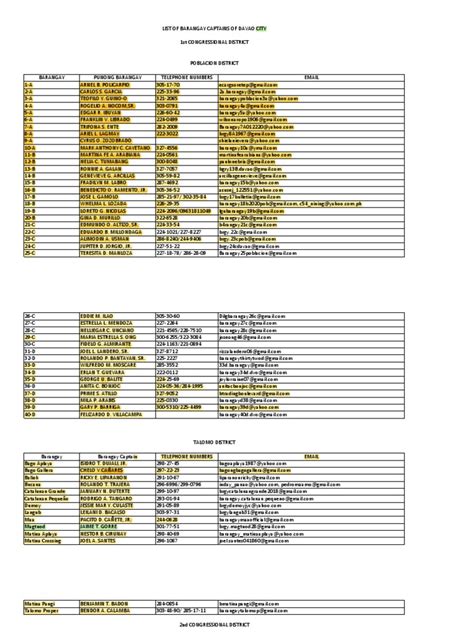 Directory Brgy. Captain of Davao City .